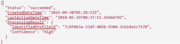 Cognitive Services JSON code