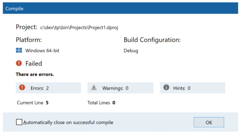 Compile dialogue 11.1