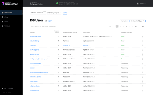 JetBrains Licence Vault - Users